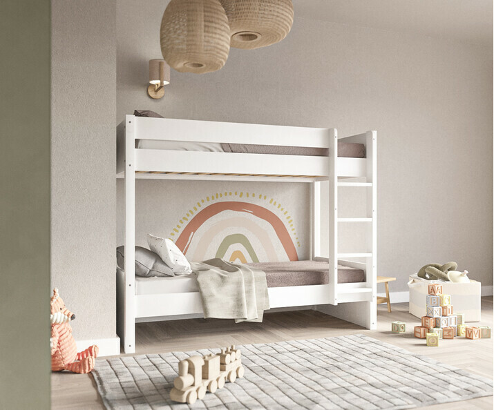 Lit superpos enfant Yooni bois blanc avec matelas