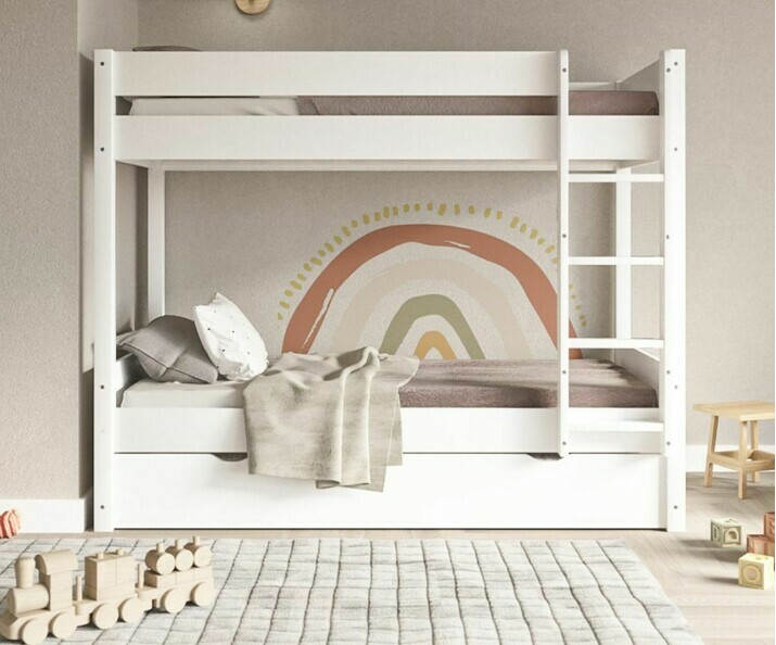 Lit superpos enfant Yooni blanc avec matelas