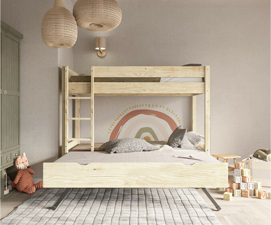 Lit superpos gigogne enfant Yooni bois 3 couchages