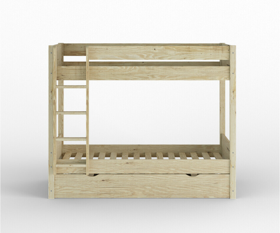 Lit superpos gigogne enfant Yooni bois vue de face