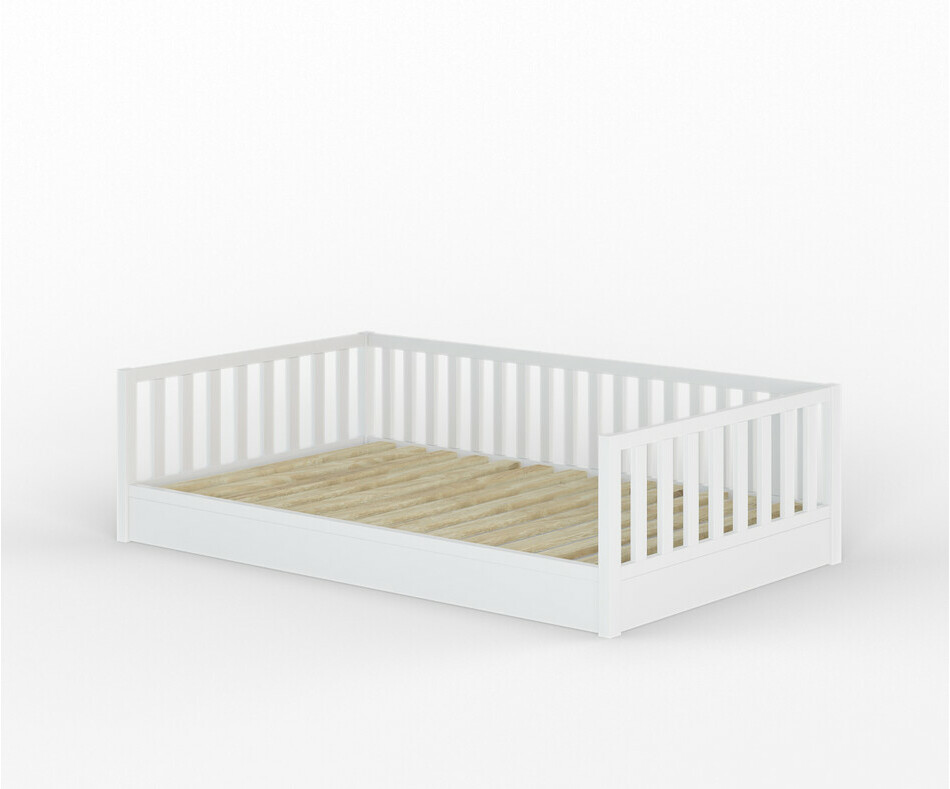 Lit enfant Montessori Capao au sol en pin massif blanc