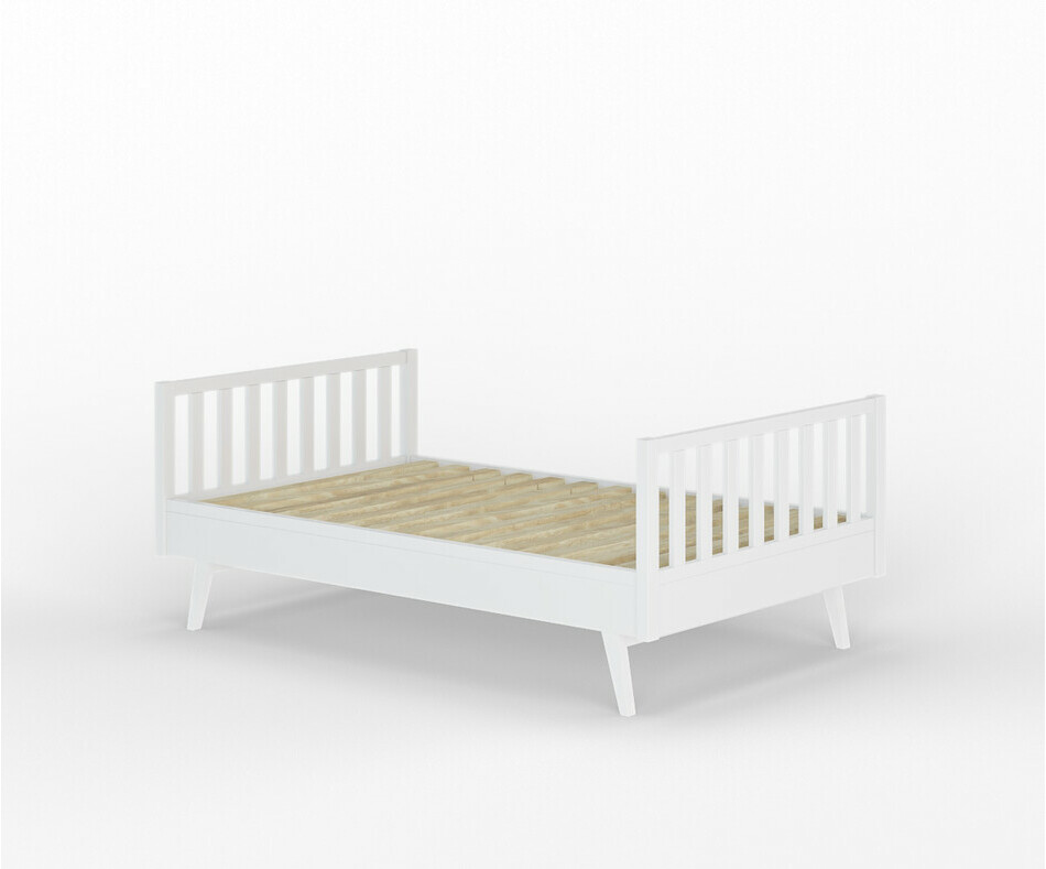 Lit enfant Montessori Capao avec pieds vue de 3/4 blanc