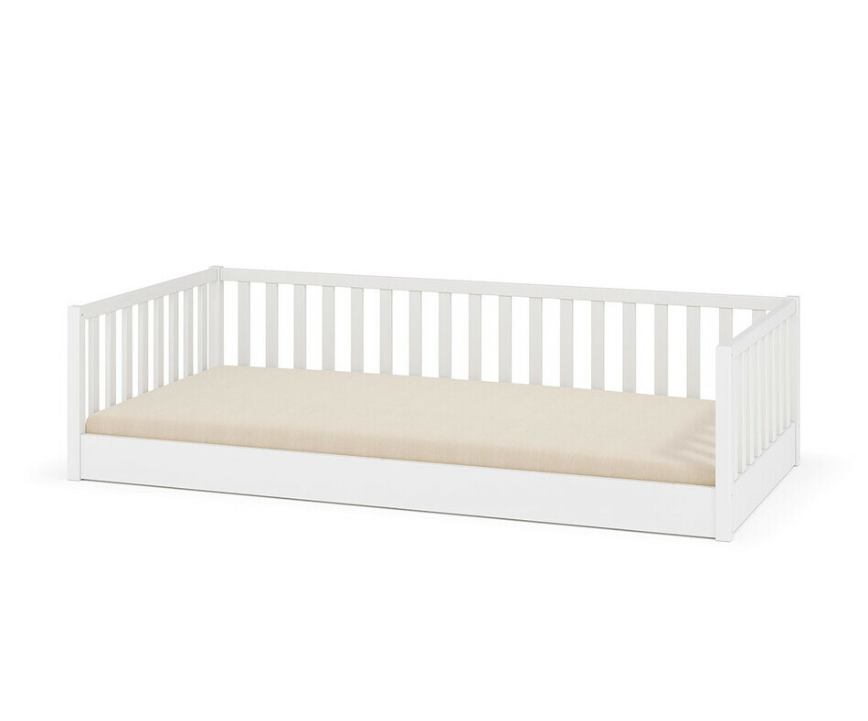 Lit enfant Montessori Capao au sol  90x190 blanc avec sommier et matelas 