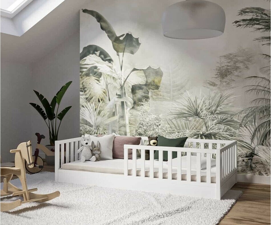 Lit enfant Montessori Capao blanc avec sommier et matelas