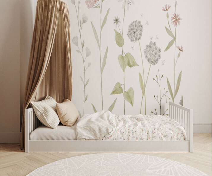 Lit enfant Montessori Capao barri�res amovibles blanc avec sommier et matelas