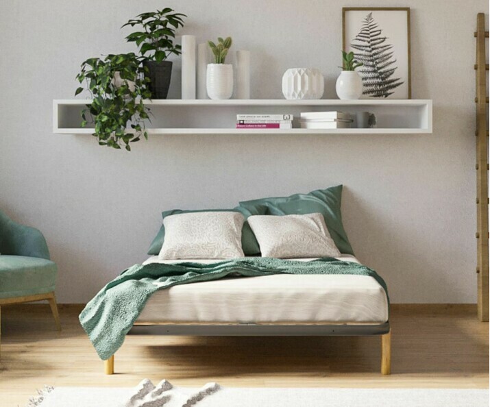 Lit palette adulte avec tête de lit et matelas - Aro