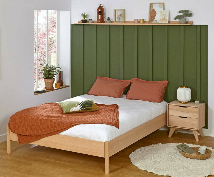 Lit Adulte Magdae en bois massif avec matelas inclus