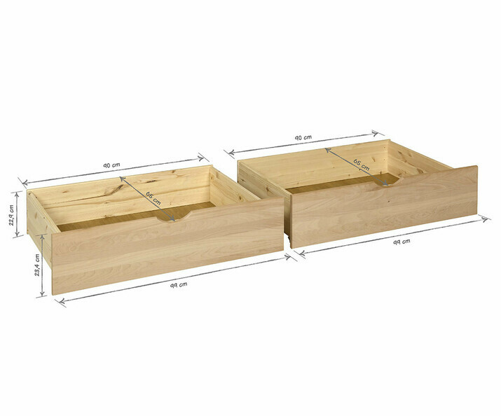 Dimensions des tiroirs adulte Wananga