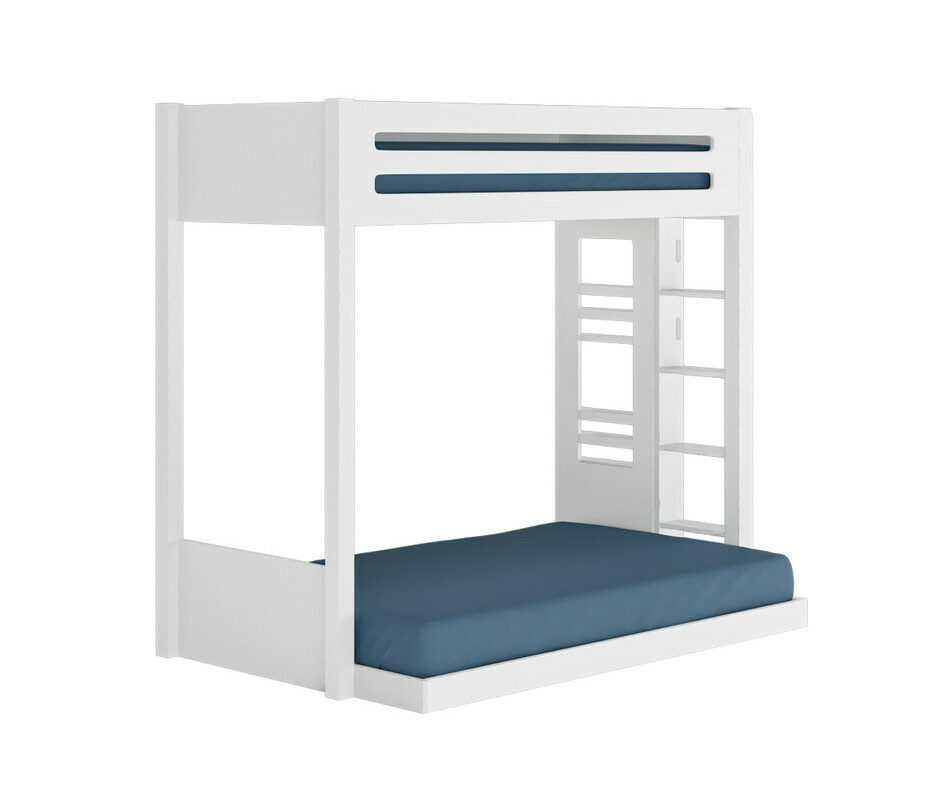 Lit superposé Burton blanc version basse échelle à droite Lit superposé Burton blanc version basse échelle à droite