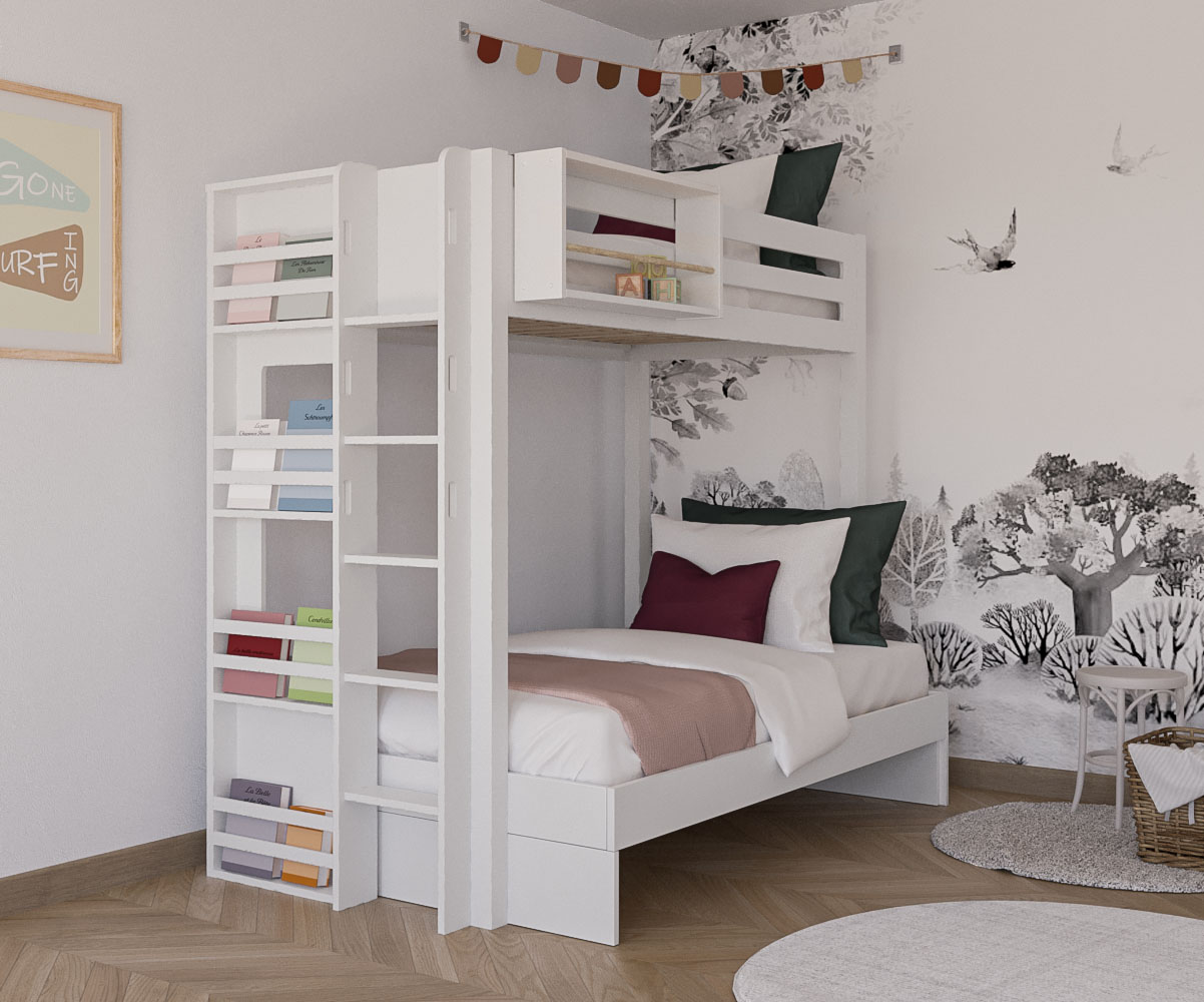 Lit superposé Burton blanc version haute Lit superposé Burton blanc version haute