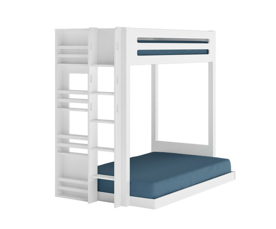 Lit superposé Burton blanc version basse échelle à gauche Lit superposé Burton blanc version basse échelle à gauche