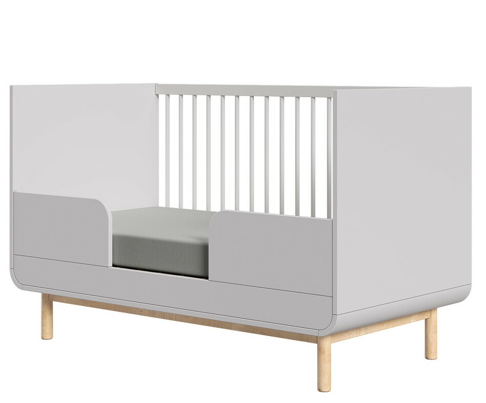 Lit bébé évolutif Kinona blanc en bois massif version enfant avec matelas Lit bébé évolutif Kinona blanc en bois massif version enfant avec matelas