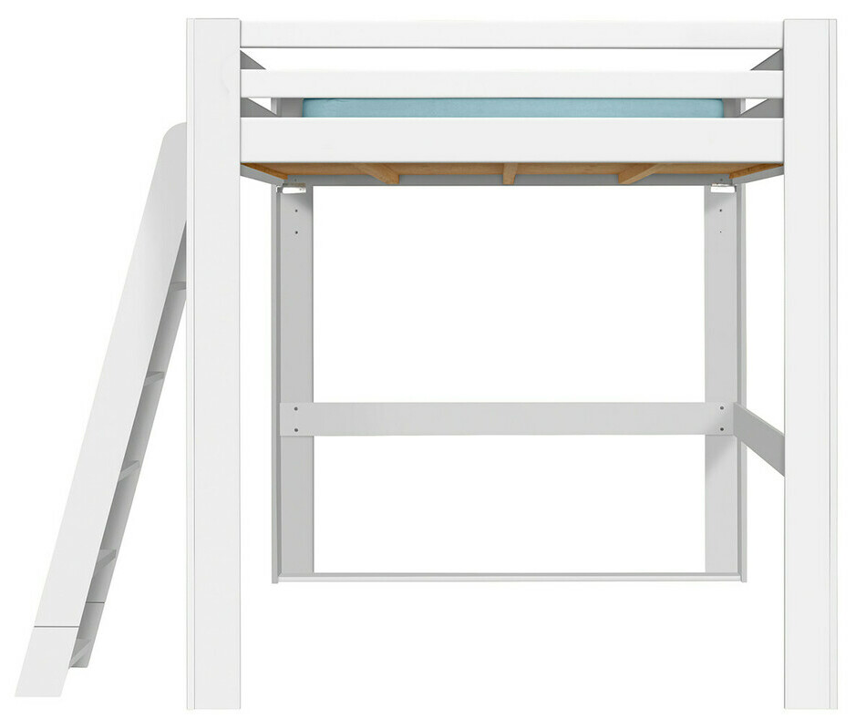 Lit mezzanine blanc de ct version haute avec chelle  gauche