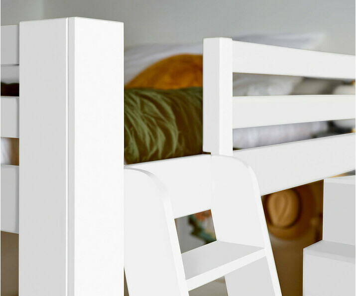 Lit mezzanine Maverick blanc 200x200 avec chelle