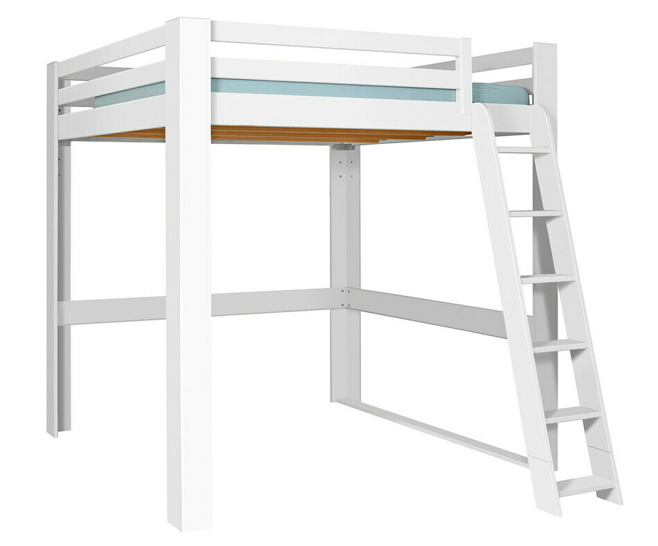 Lit mezzanine blanc version haute avec chelle  droite