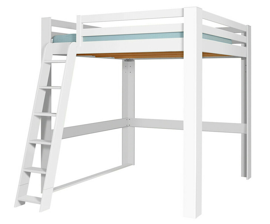 Lit mezzanine blanc version haute avec chelle  gauche