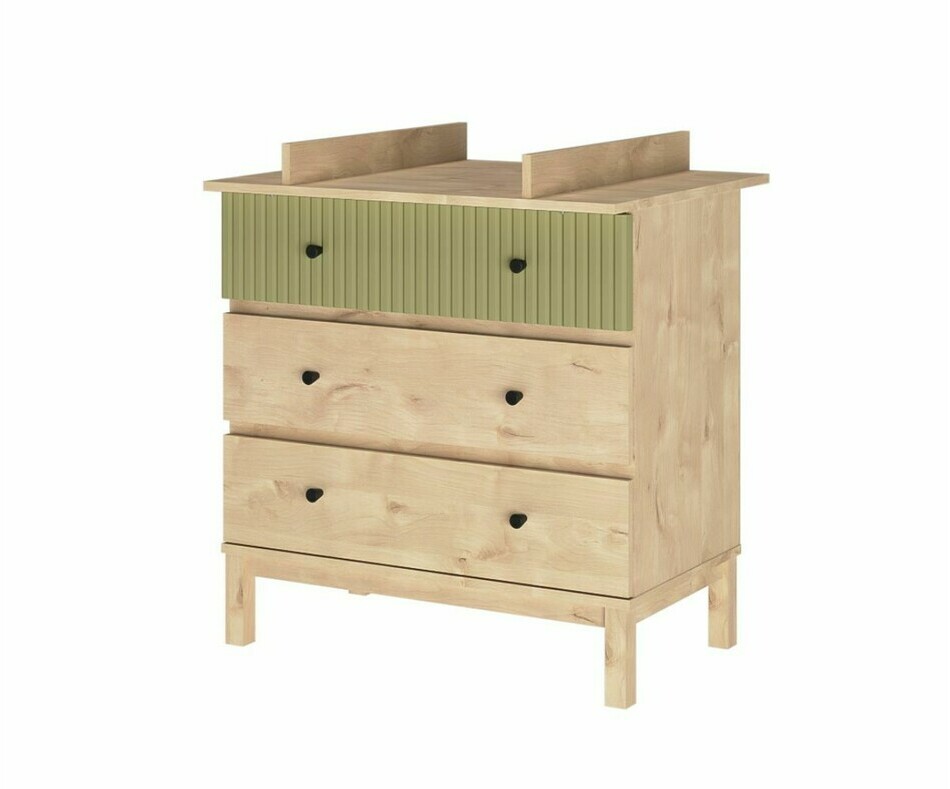 Commode 3 tiroirs bois et vert Commode 3 tiroirs bois et vert