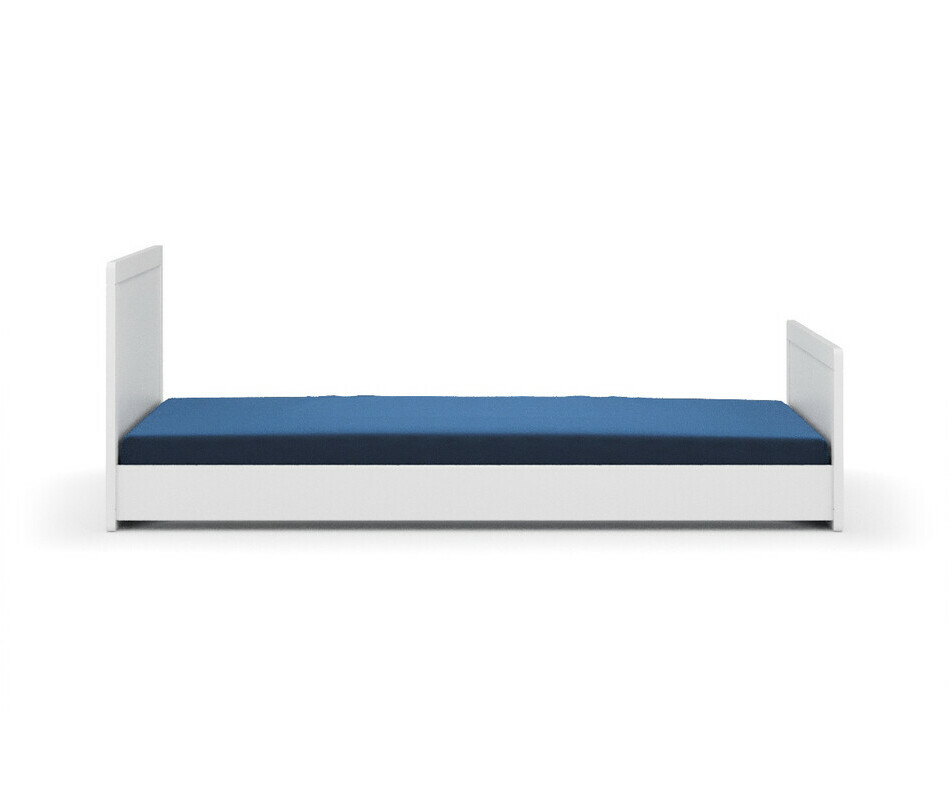 Vue de profil du lit Foray montessori blanc matelas en option