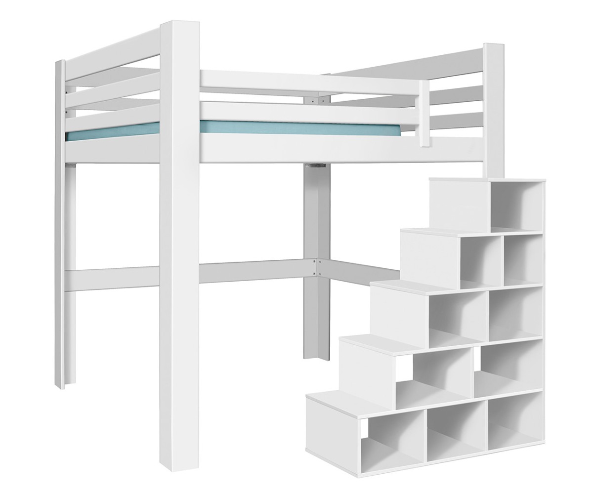 Mezzanine Maverick blanche avec lot de 3 garde corps