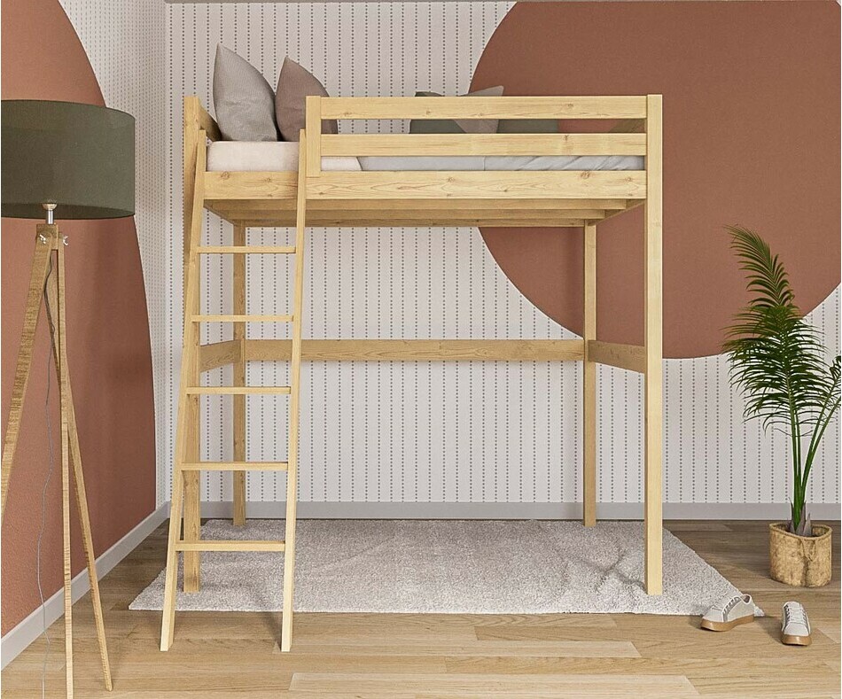 Lit mezzanine deux places ado bois