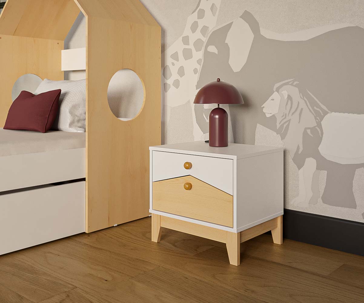 Chevet enfant bois et blanc Chevet enfant bois et blanc