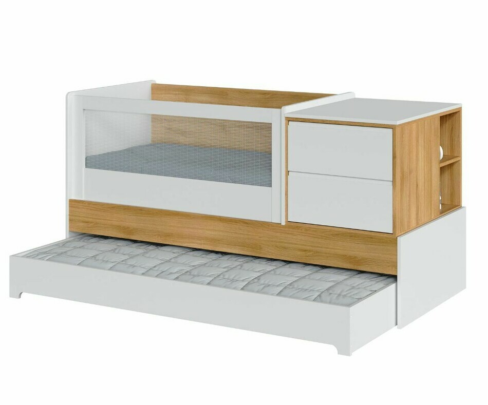Lit volutif tiroir avec matelas ouvert