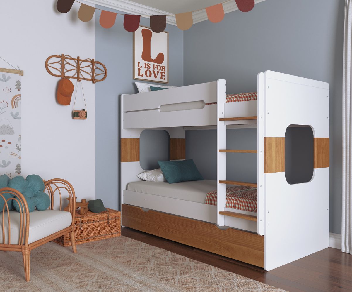 Lit superposé ado Spark avec tiroir noisette en option Lit superposé ado Spark avec tiroir noisette en option