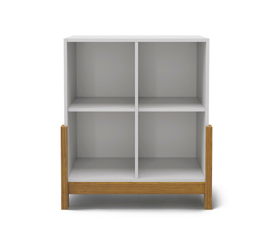 Cube de rangement 4 cases en bois et blanc