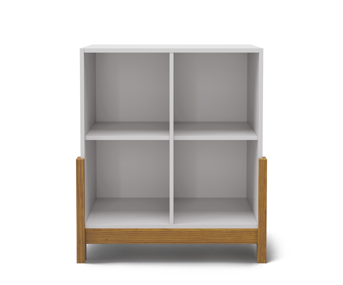 Cube de rangement 4 cases en bois et blanc