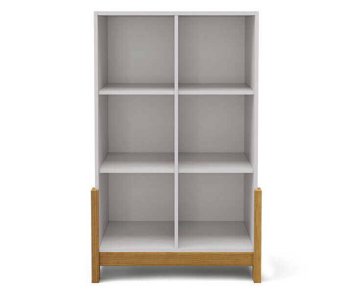 Cube de rangement 6 cases verticales en bois et blanc