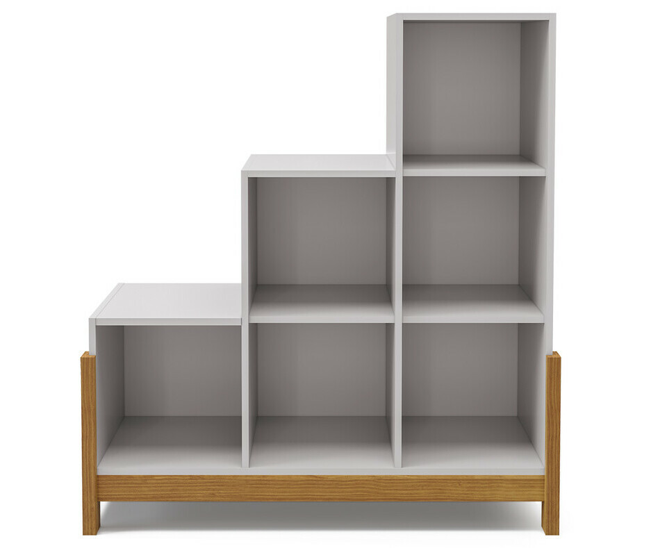 Escalier de rangement 6 cases en bois et blanc