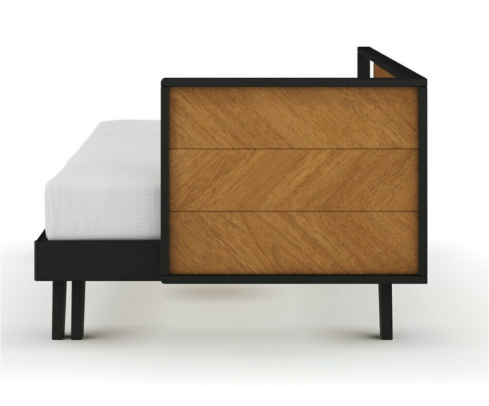 Vue de profil du lit gigogne Clife avec matelas Vue de profil du lit gigogne Clife avec matelas