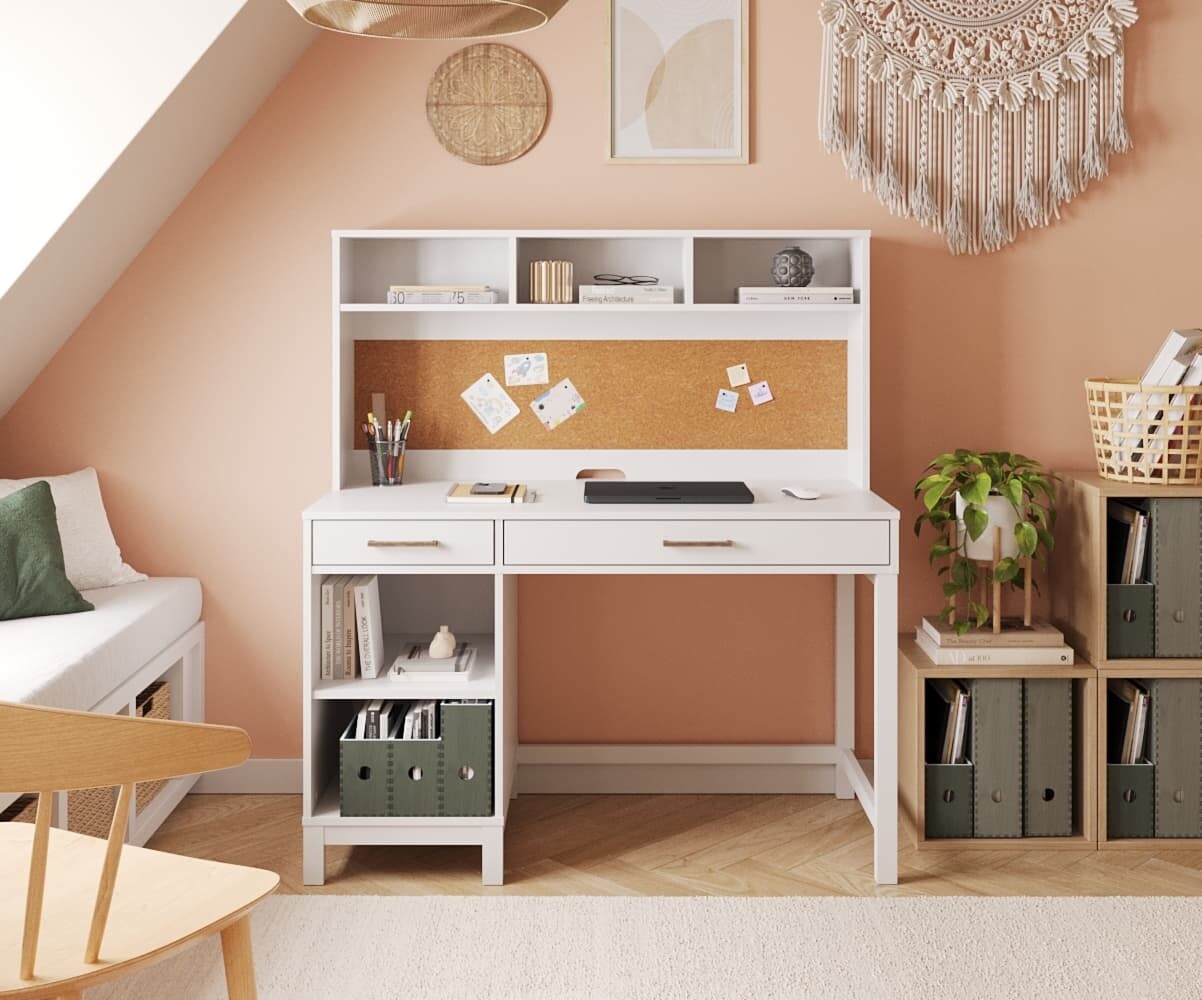 Bureau Enfant Denali Avec Rangement En Hauteur Couleur Blanc