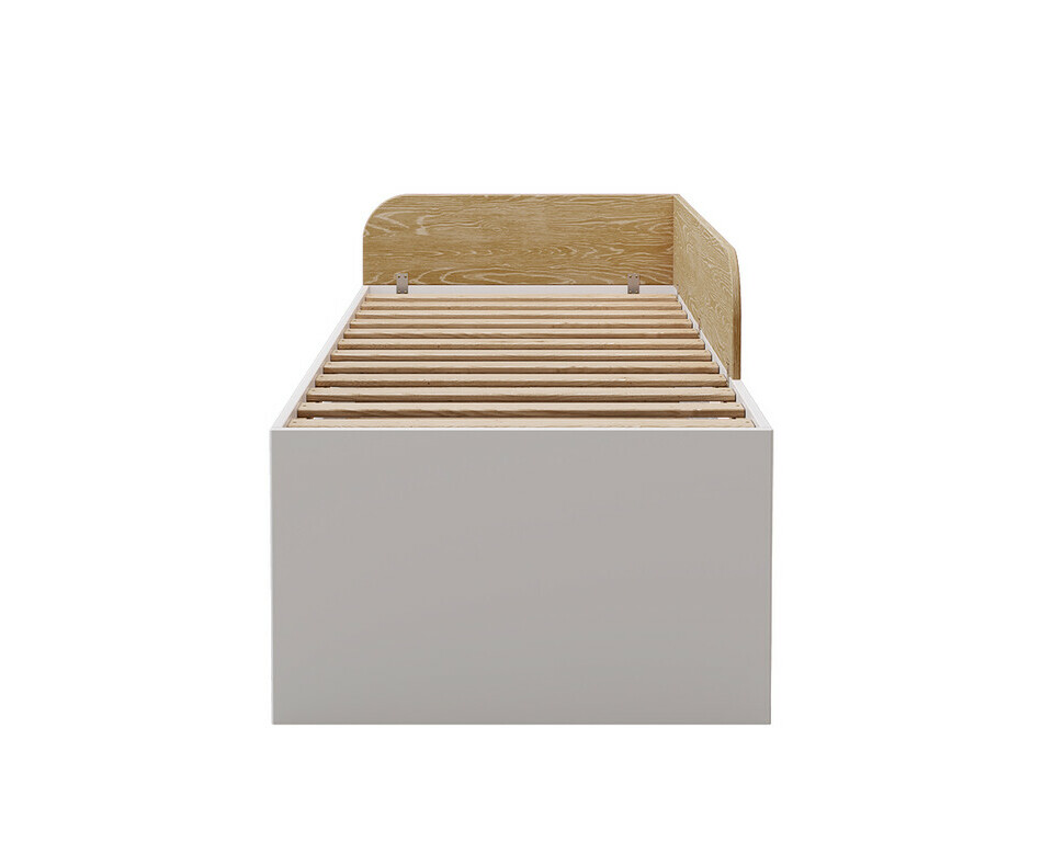Lit gigogne enfant Riza blanc et bois de côté Lit gigogne enfant Riza blanc et bois de côté