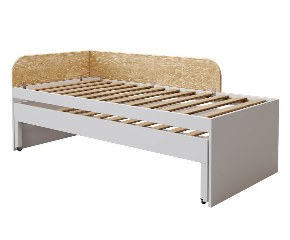 Lit gigogne ado Riza style banquette blanc et bois Lit gigogne ado Riza style banquette blanc et bois