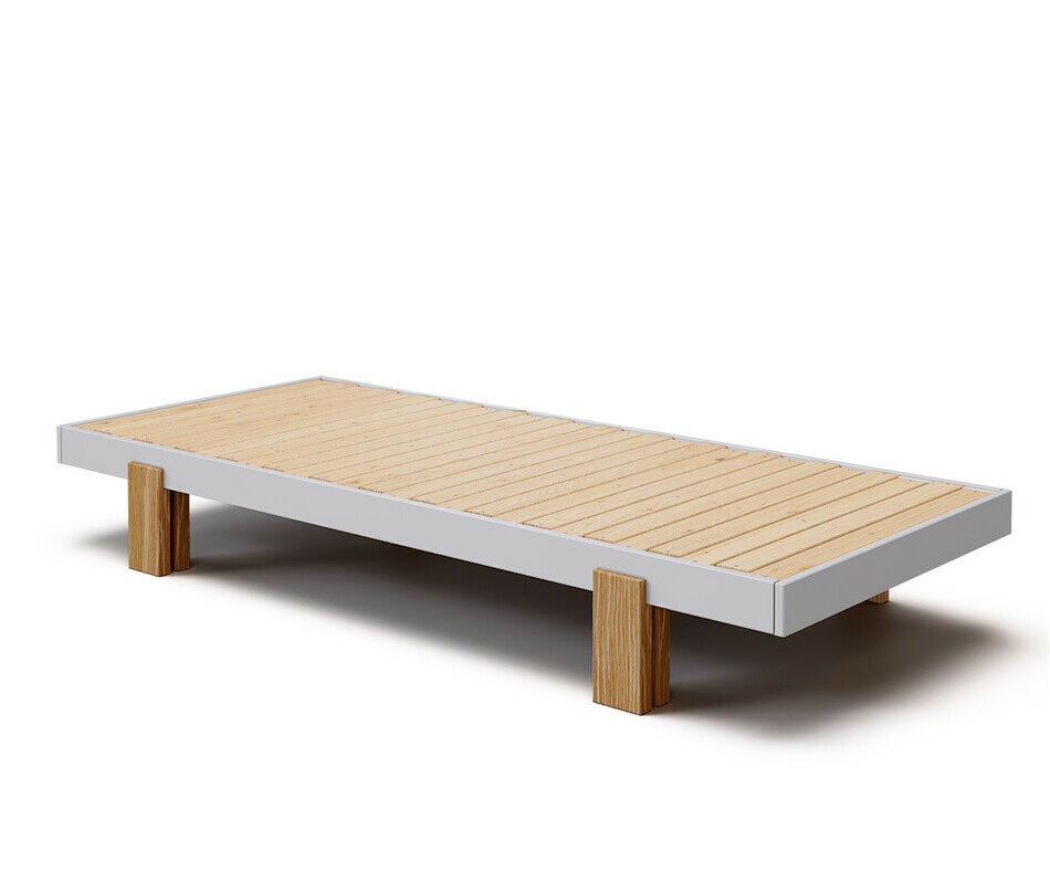 Lit en bois massif blanc et bois Sany pour enfant Lit en bois massif blanc et bois Sany pour enfant