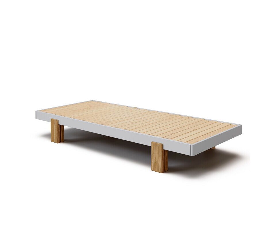 Lit en bois massif blanc et bois Sany pour ado Lit en bois massif blanc et bois Sany pour ado