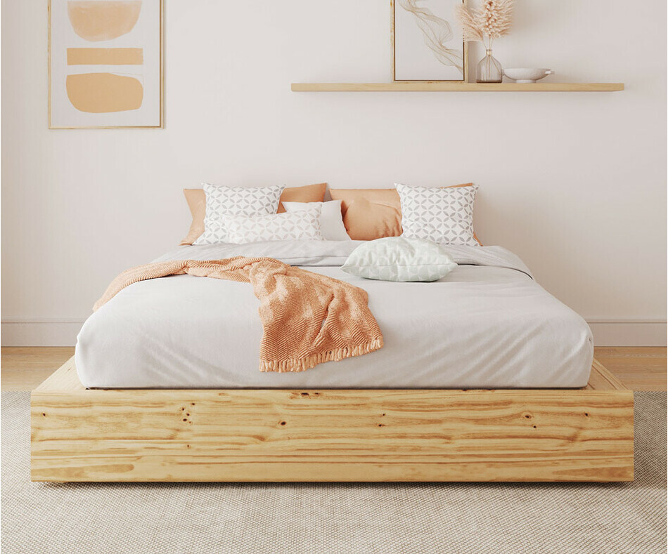 Lit double Fabbie bois naturel design moderne