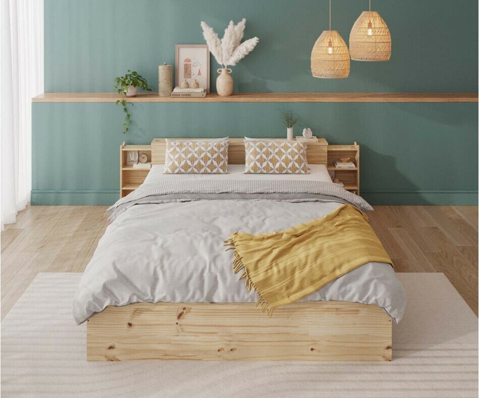 Lit Niston bois pour ado avec chevets rtractables ouverts avec matelas avec rangement en option