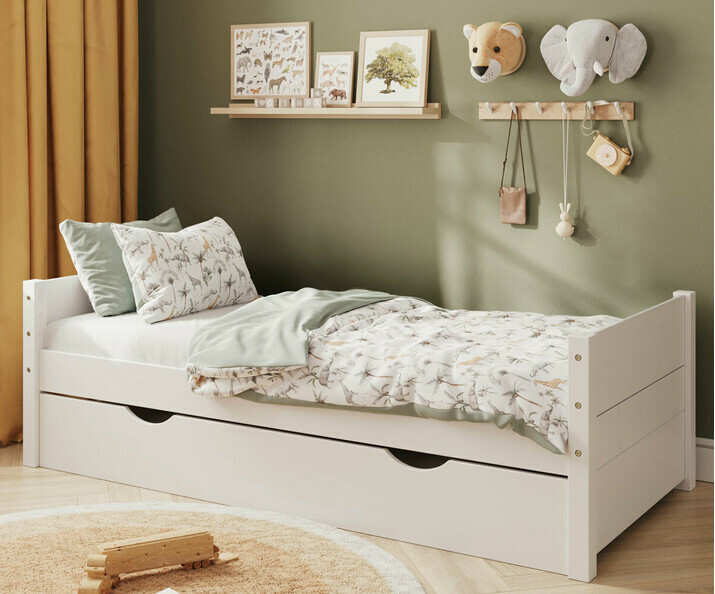 Lit gigogne enfant Combeebed blanc - lot de 2 caches inclus