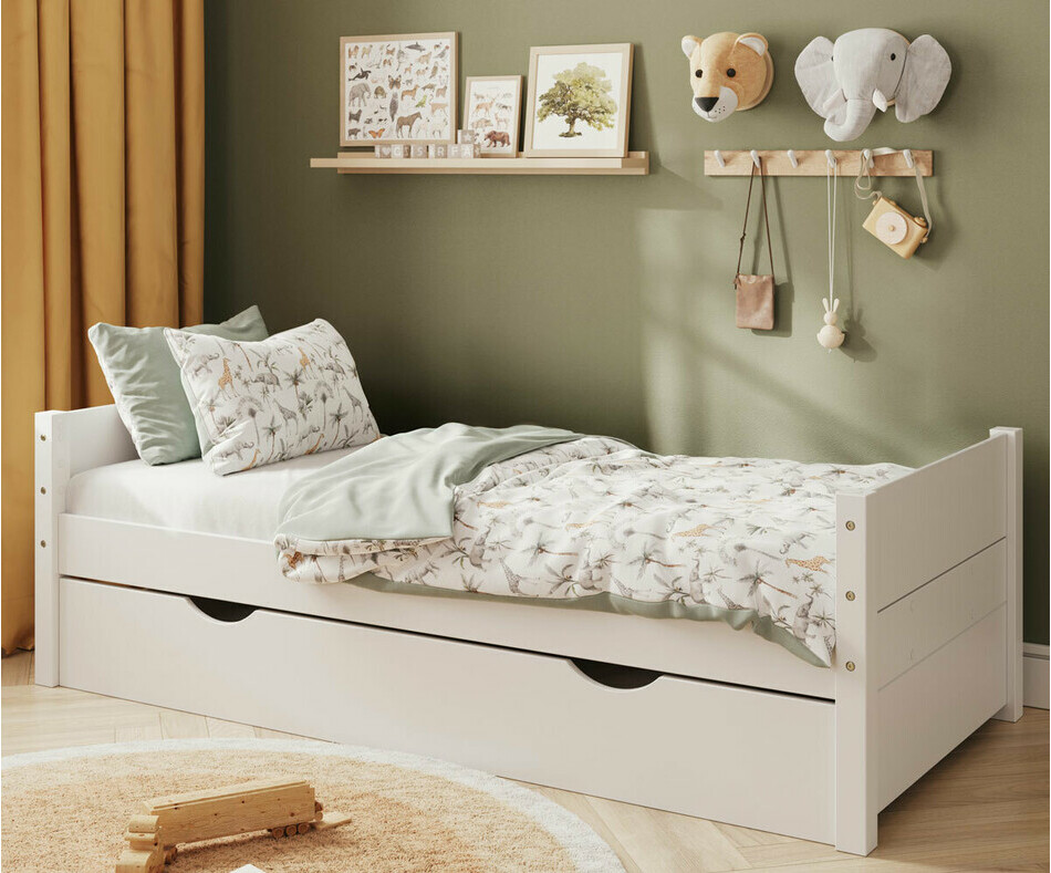 Lit gigogne enfant Combeebed blanc - lot de 2 caches inclus