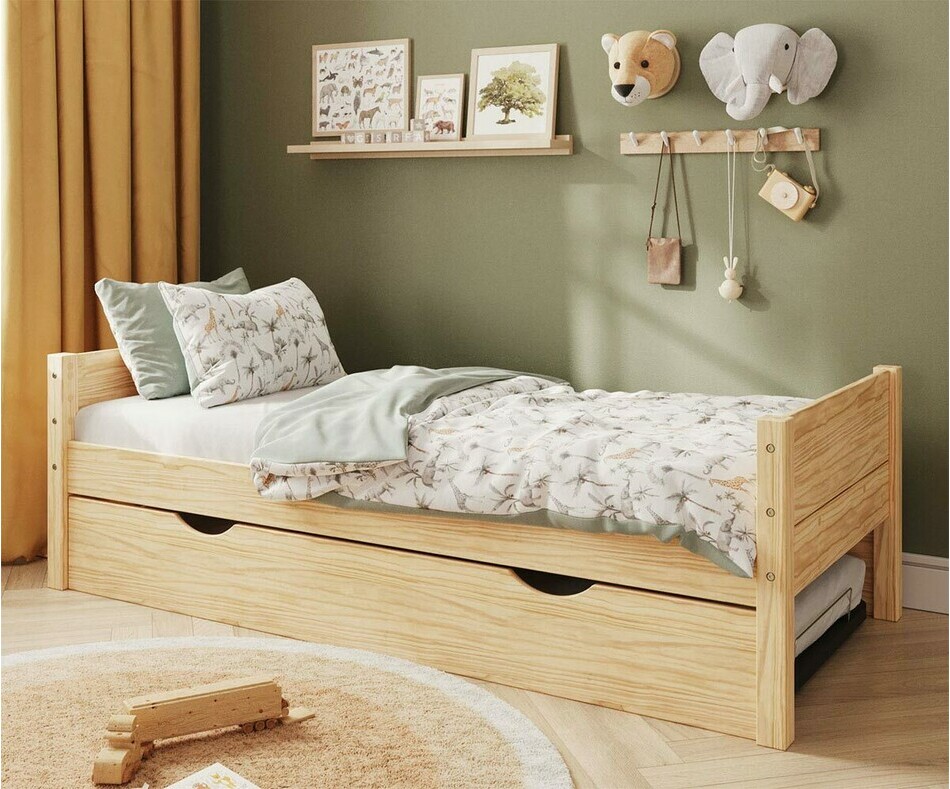 Lit enfant Combeebed bois avec sommier gigogne et matelas