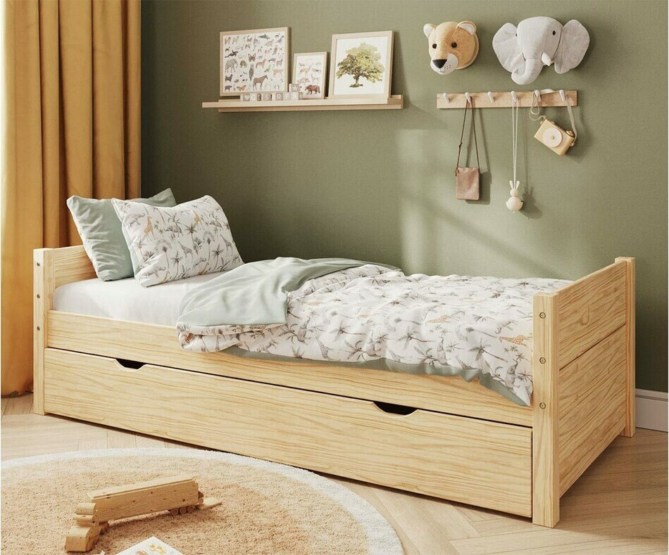 Lit Combeebed bois avec sommier gigogne caches et matelas