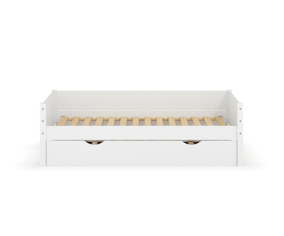 Lit banquette blanc enfant en bois massif vue de face