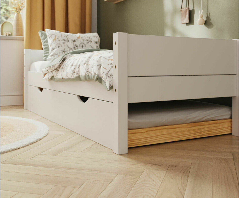 Zoom sur lit Combeebed et son sommier gigogne en bois massif
