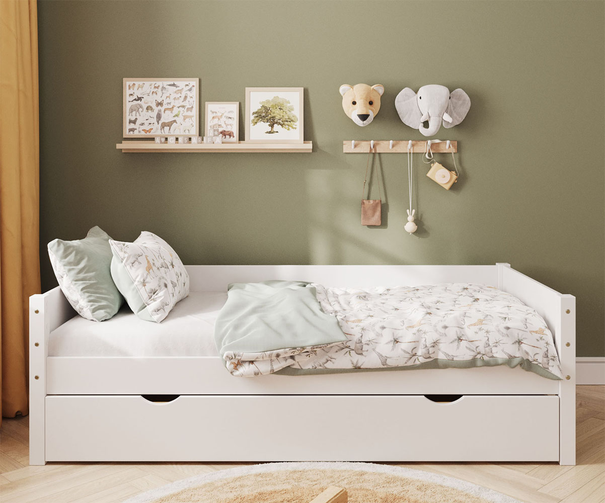 Lit banquette pour enfant Combeebed avec sommier gigogne blanc