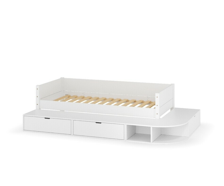 Lit enfant avec estrade de rangement finition blanc Lit enfant avec estrade de rangement finition blanc