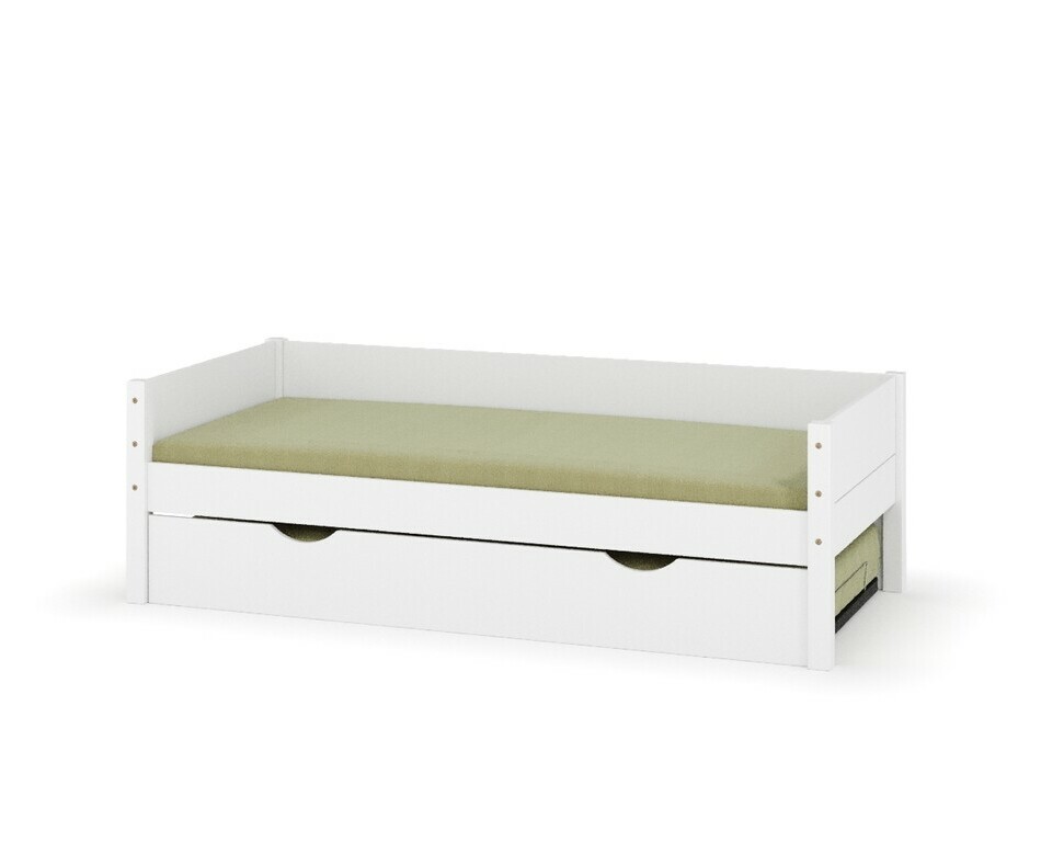 Lit banquette gigogne Combeebed blanc avec lit d'appoint sous le sommier