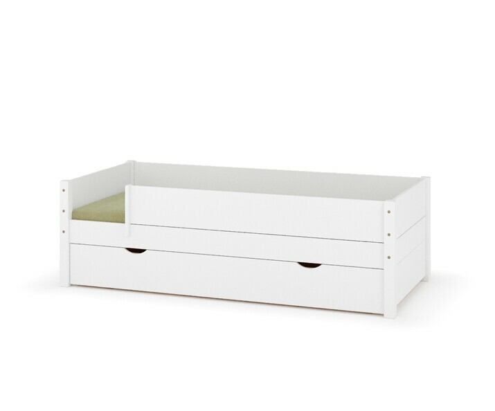 Lit gigogne enfant blanc Combeebed avec barrires amovibles et matelas