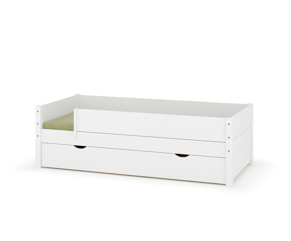 Lit gigogne enfant blanc Combeebed avec barrires amovibles et matelas
